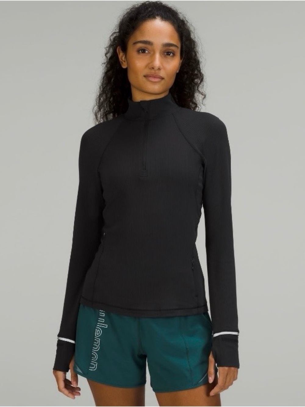 Lululemon It's Rulu Run Ribbed Half Zip in Black size 12
